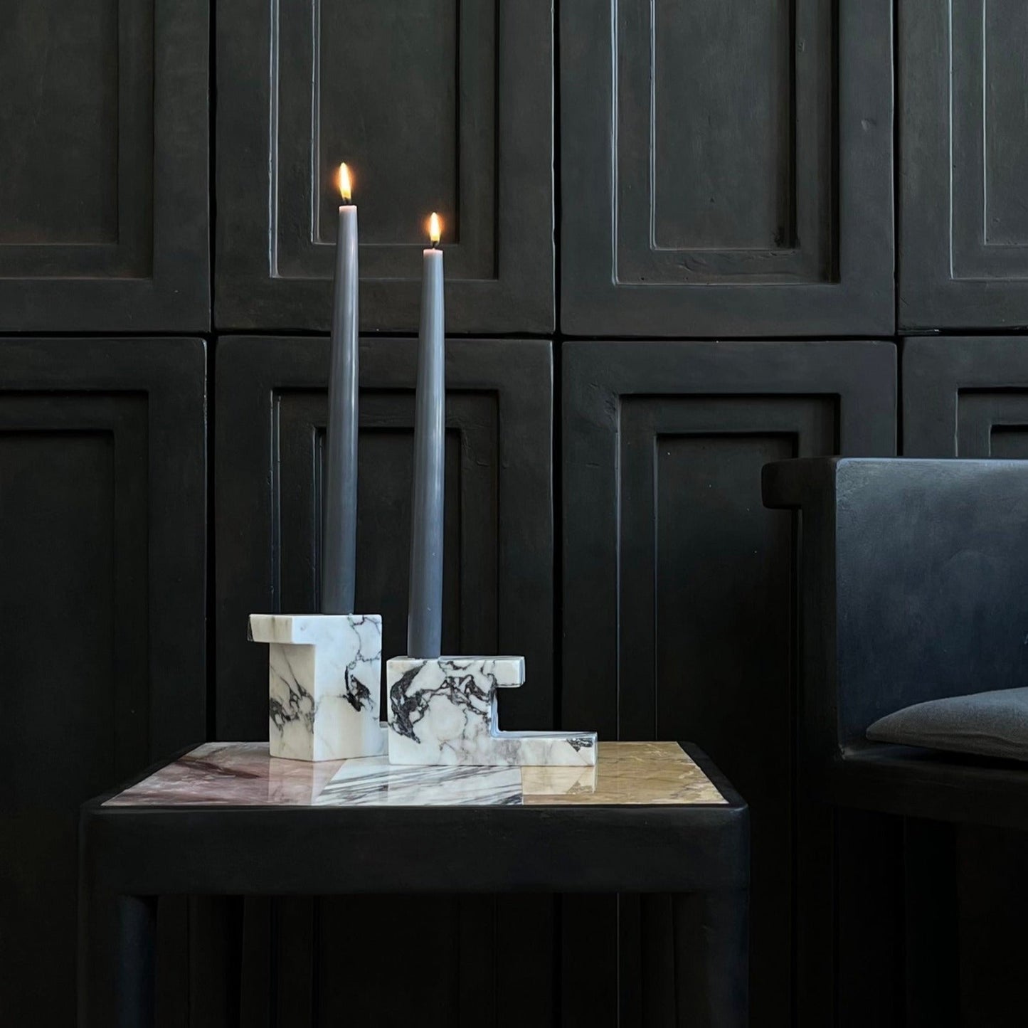 Brick Candle Holder, Tall - Calacatta